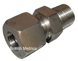 Stainless male stud coupling DIN 2353 10L x 1/8 BSPT