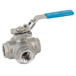 SS Ball Valve T Port 3/4 BSPP with ISO Mount