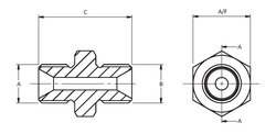 4G-8G-MM-10K Adapter 10K 1/4 BSPP x 1/2 BSPP